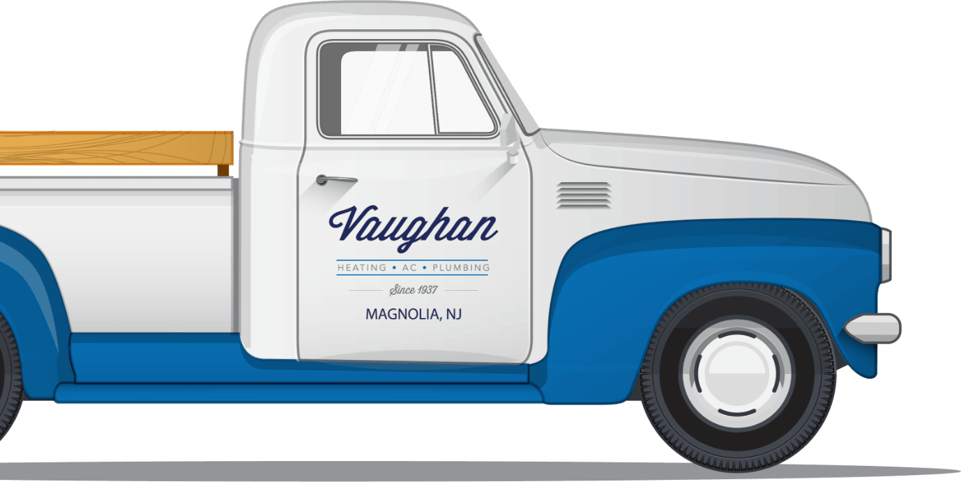 Vaughan Comfort Services digital illustration of an old truck service vehicle. Since 1937.