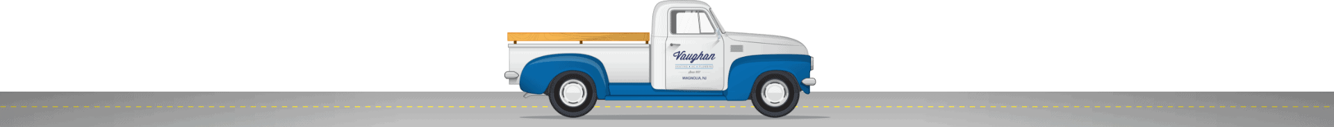 Digital illustration of a nineteen thirties company service vehicle for Vaughan Comfort Services in Magnolia, NJ.
